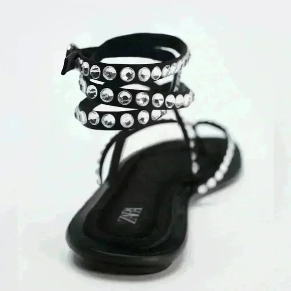 🔥🔥Zara Tied up rhinestone Flat - Picture 8 of 9